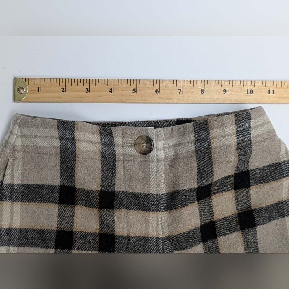 Aritzia Wilfred Madelon women's neutral plaid wool wide legs pants size 00 - Picture 7 of 10